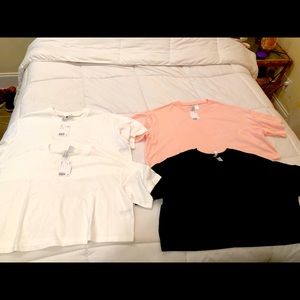 4 NWT H&M Cropped T-Shirts. Sz M&L